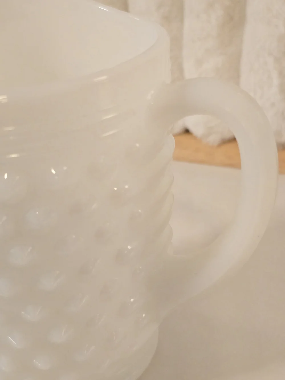 Vintage Anchor Hocking Hobnail Milk Glass Juice Pint Pitcher MCM
